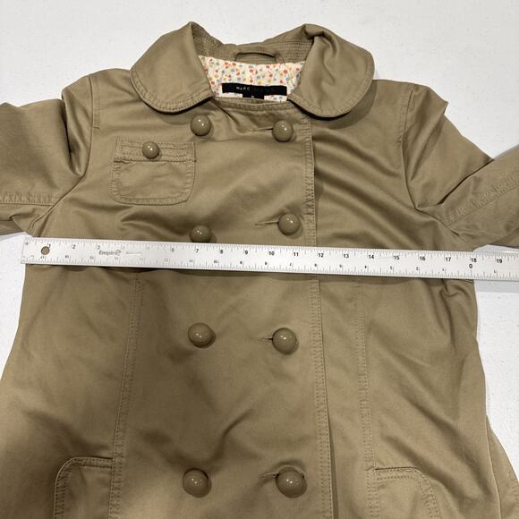 MARC JACOBS Trench Coat Womens Size S Tan Military Collared Belted Pockets Lined - Picture 8 of 14